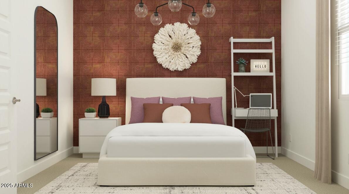 9646 West Flower Street Phoenix, AZ 85037 - Photo 17 of 25 a bedroom with a bed and a wall painting