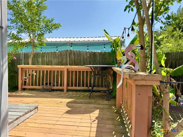 a view of a wooden deck