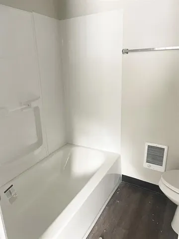a bathroom with a bathtub
