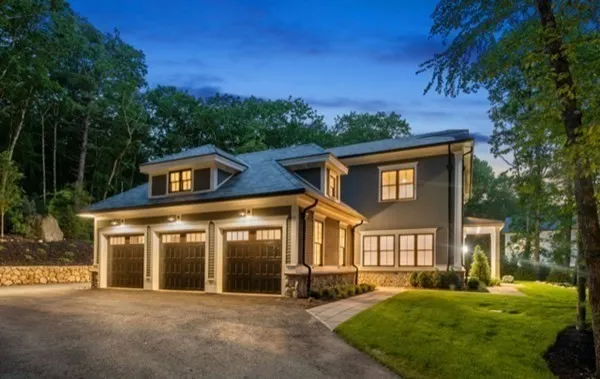 front view of a house with a yard