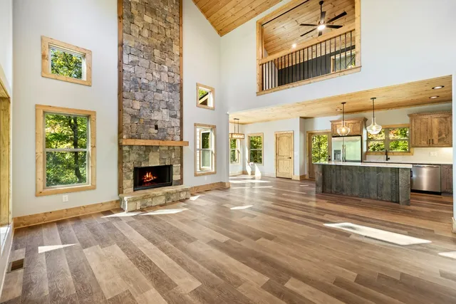 a view of an entryway with a fireplace