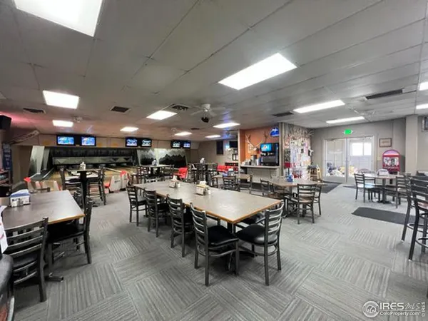 a view of a dining area with furniture