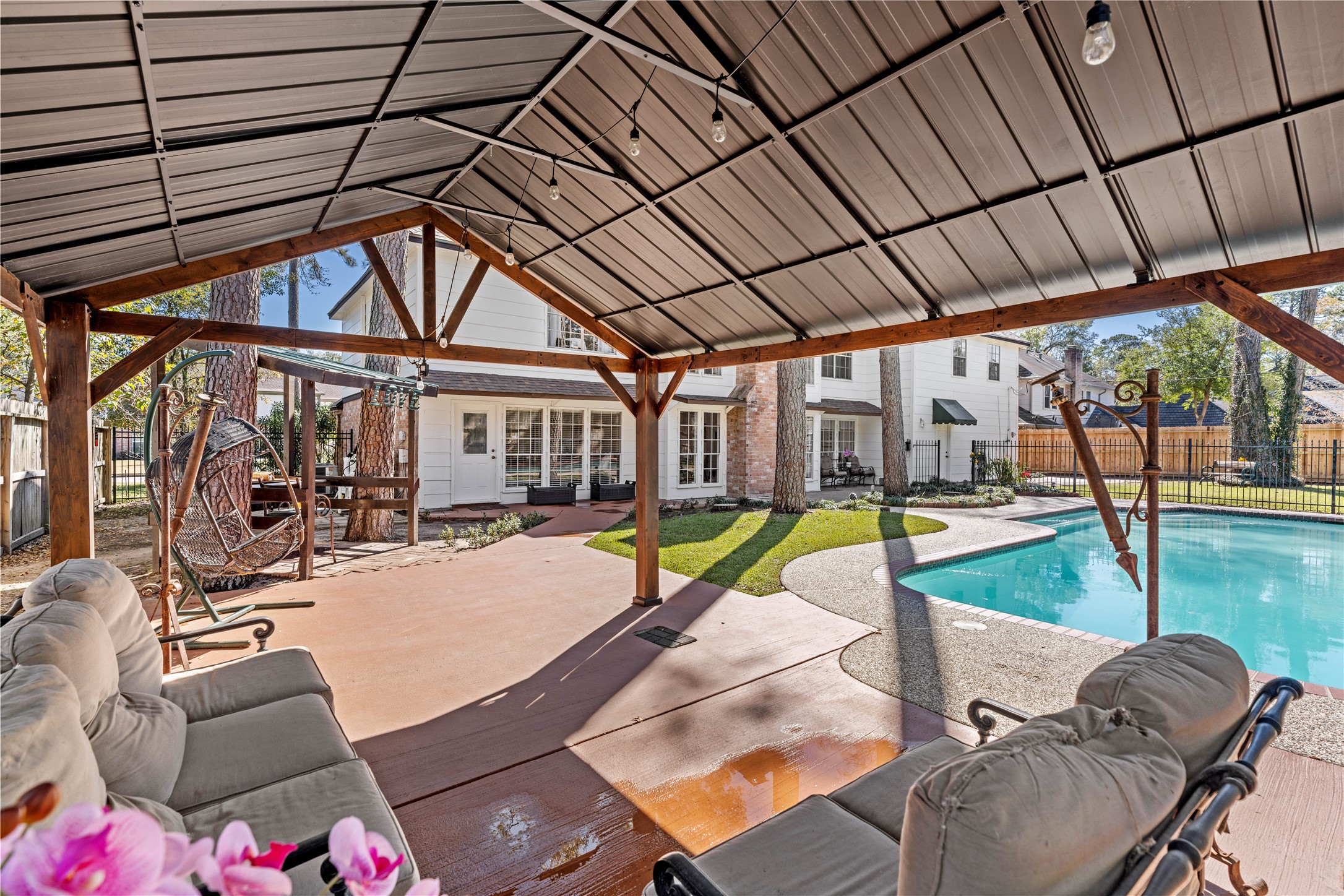 16011 Stratton Park Drive Spring, TX 77379 - Photo 36 of 47 a view of swimming pool with seating area and furniture