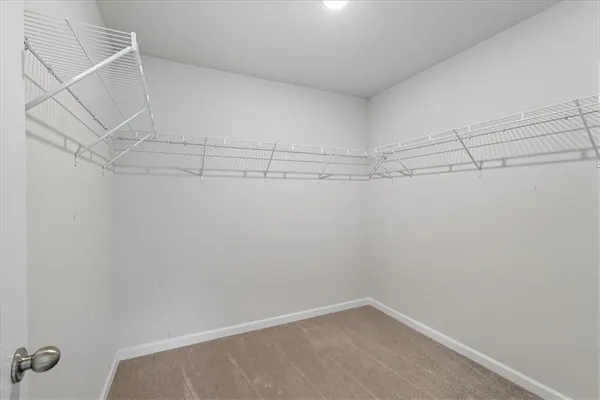 a view of a room with racks on the wall