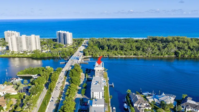 a view of a lake with a house