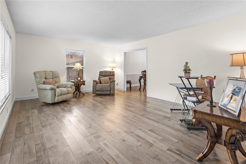 1437 Glenview Road Palm Harbor, FL 34683 - Photo 27 of 69 a living room with furniture and a wooden floor