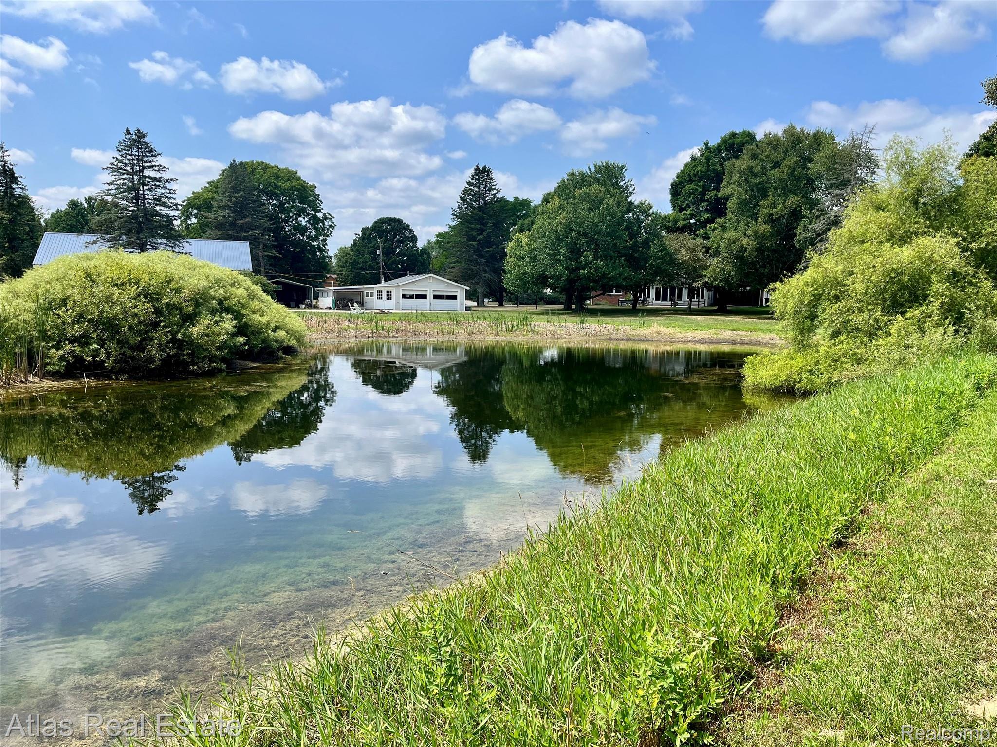 12026 Coolidge Road Goodrich, MI 48438 - Photo 14 of 56 Expansive pond with lush green banks and mature perimeter trees