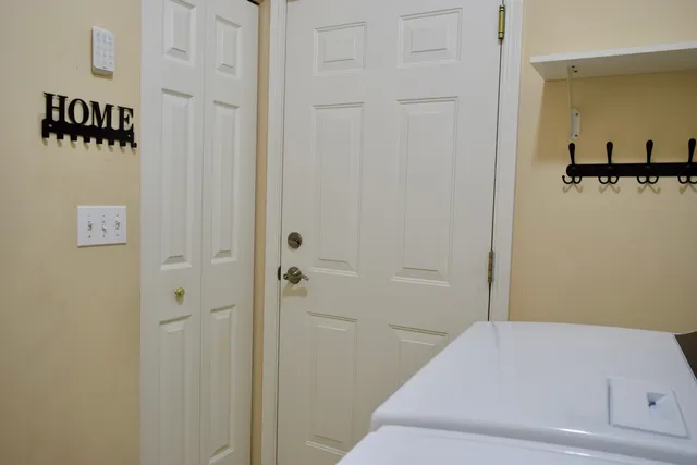 a bathroom with a bathtub