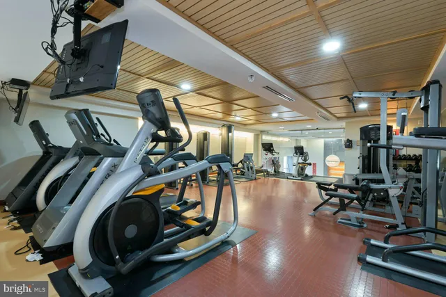 a view of a room with gym equipment