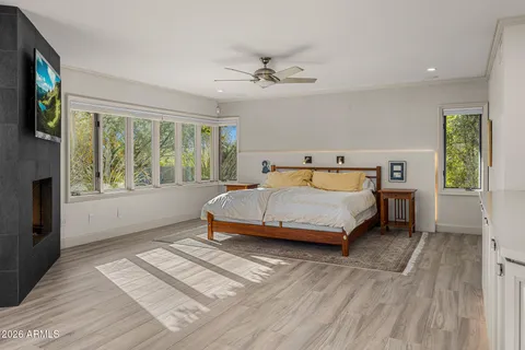 a view of a fireplace in a room