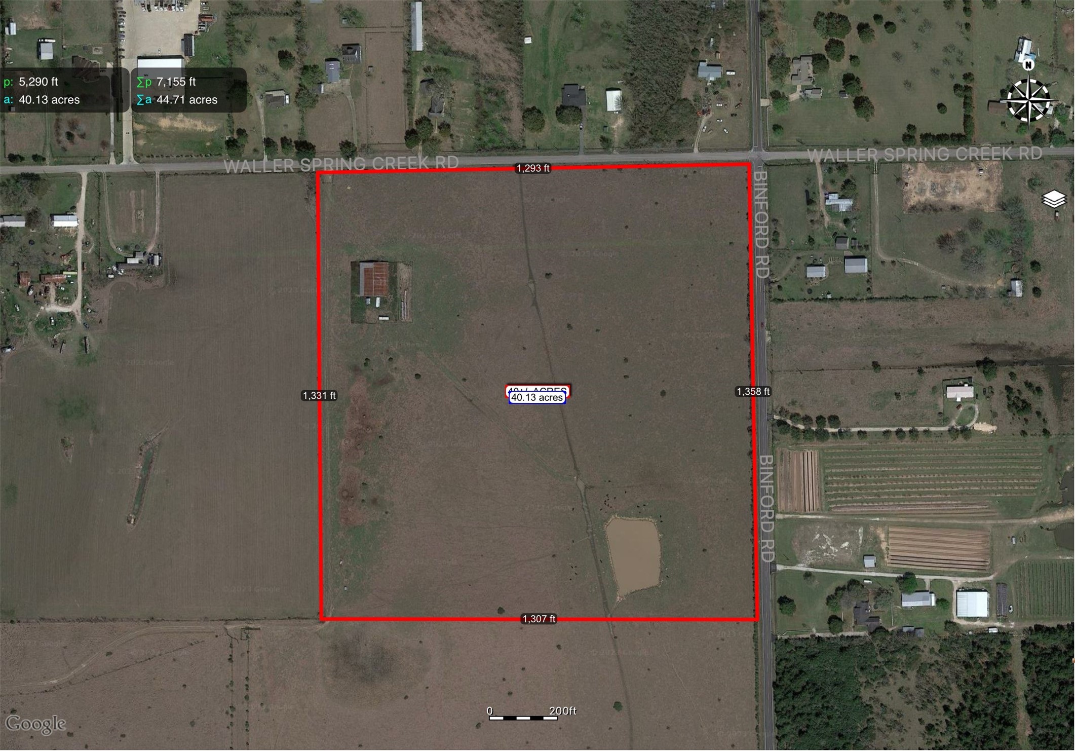 Close to 1,300’ of frontage on two roads