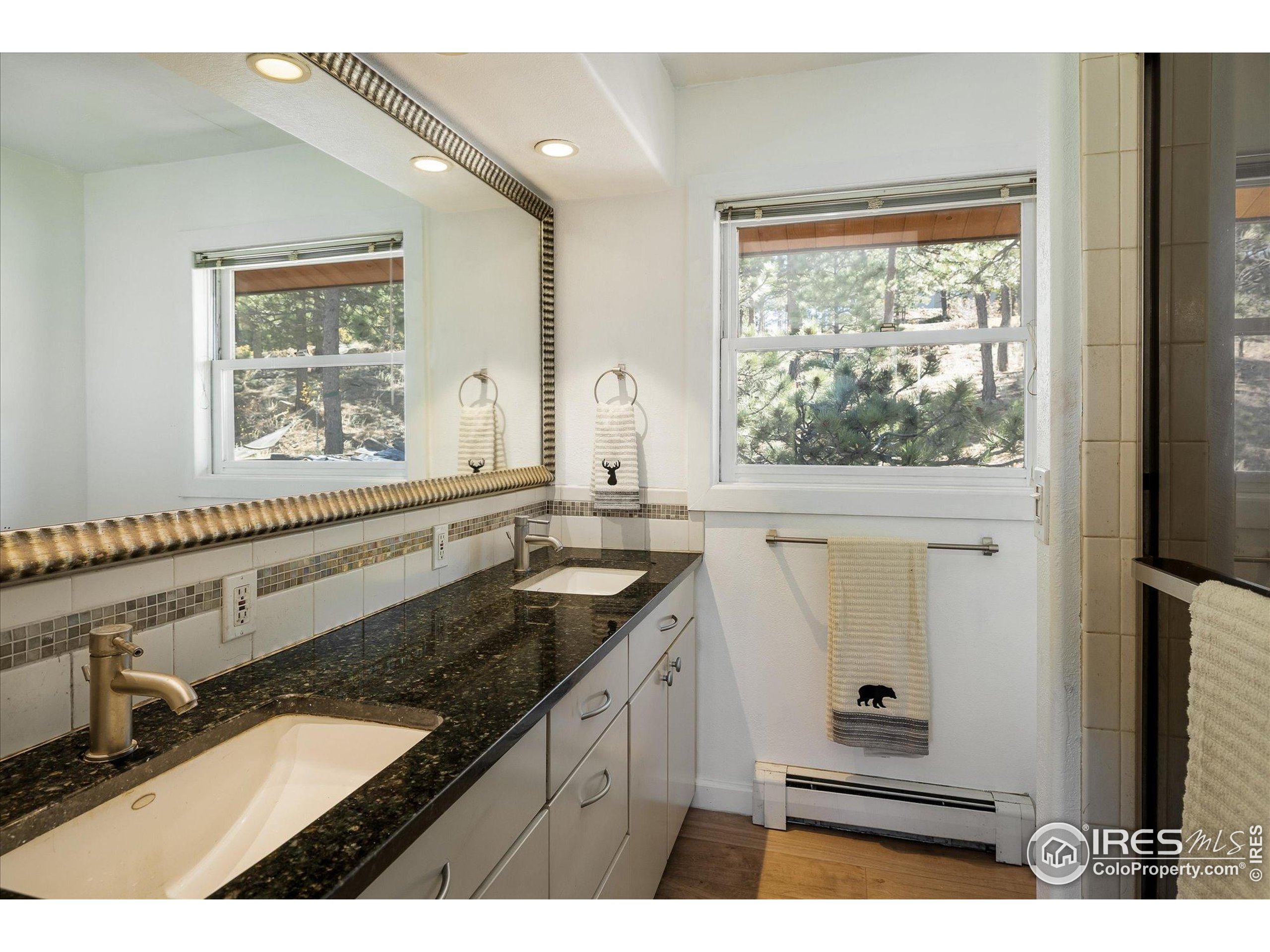 11935 Vonnie Claire Road Golden, CO 80403 - Photo 27 of 42 a bathroom with a granite countertop sink and a window