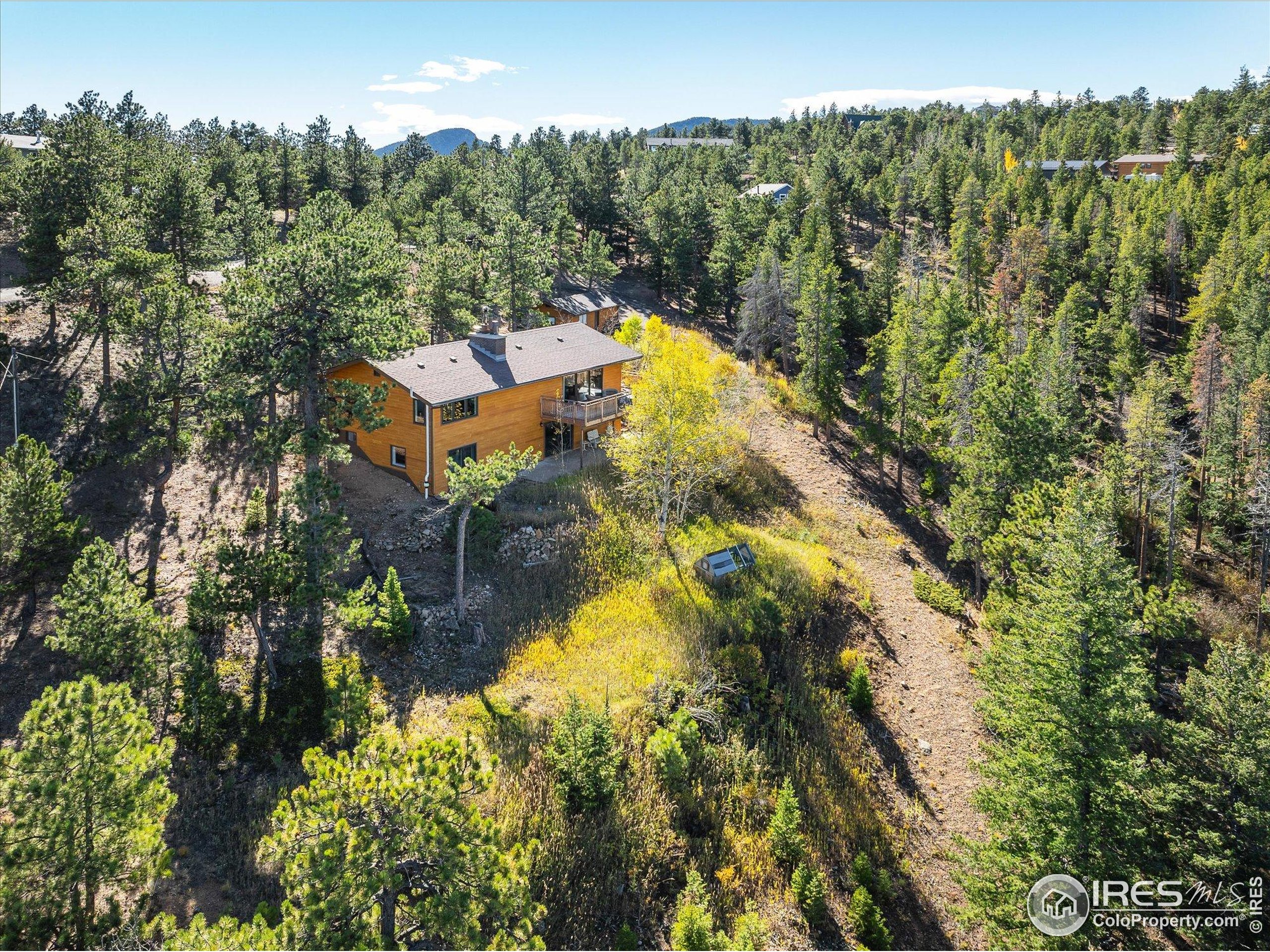 11935 Vonnie Claire Road Golden, CO 80403 - Photo 37 of 42 an aerial view of a house with a swimming pool outdoor seating and yard