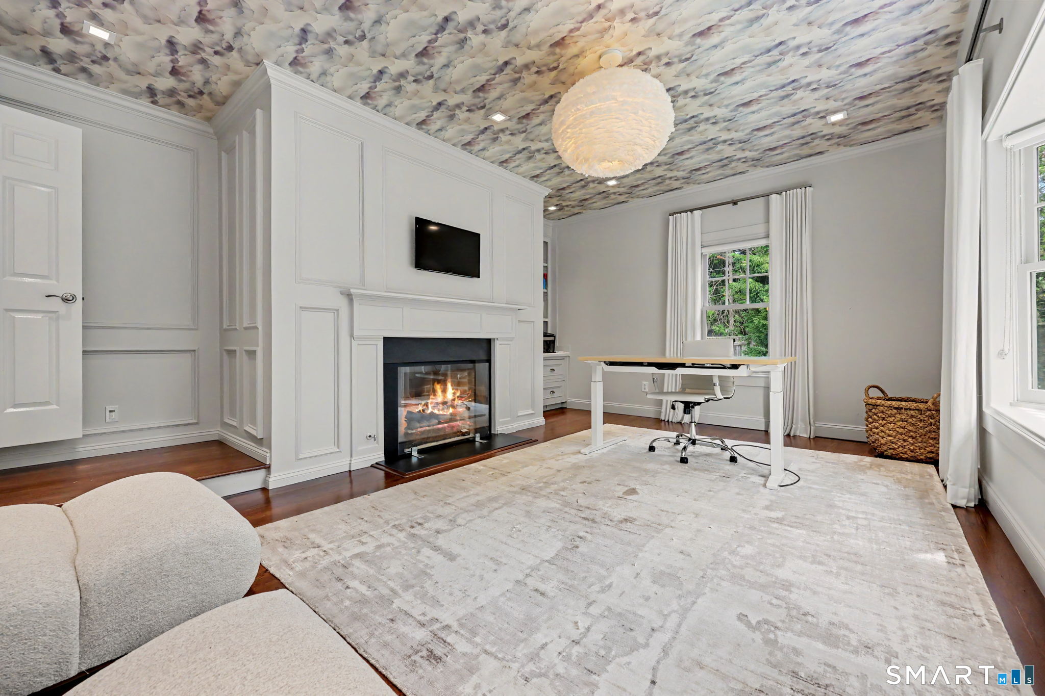 18 West Meadow Road Wilton, CT 06897 - Photo 8 of 40 Main floor office. Built ins, fireplace, bay windows providing a light filled space.