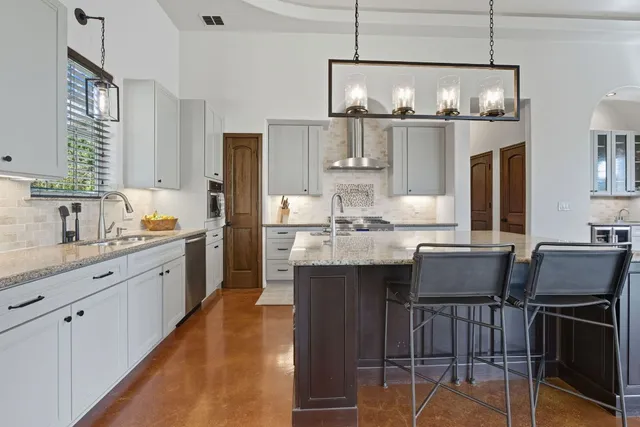 a kitchen with lots of counter space