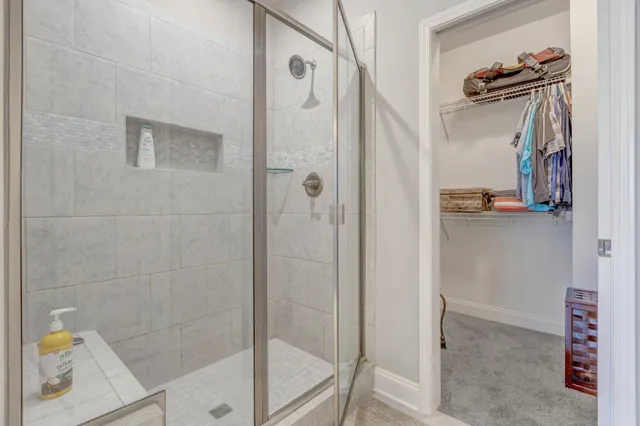 a bathroom with a shower