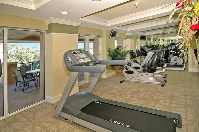 a view of a room with gym equipment