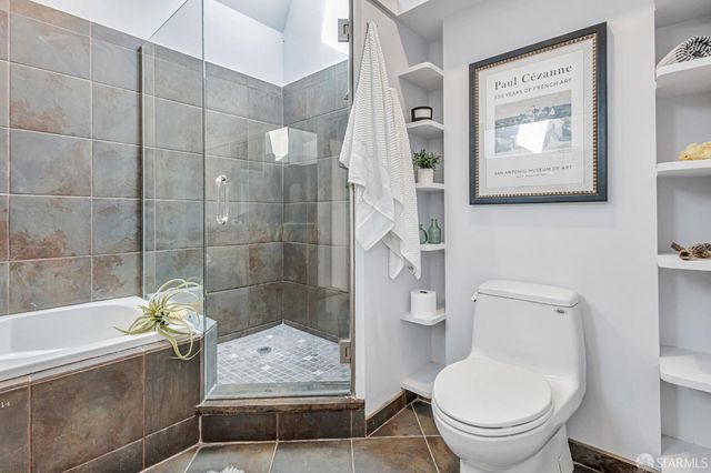 a garden view with a seating space