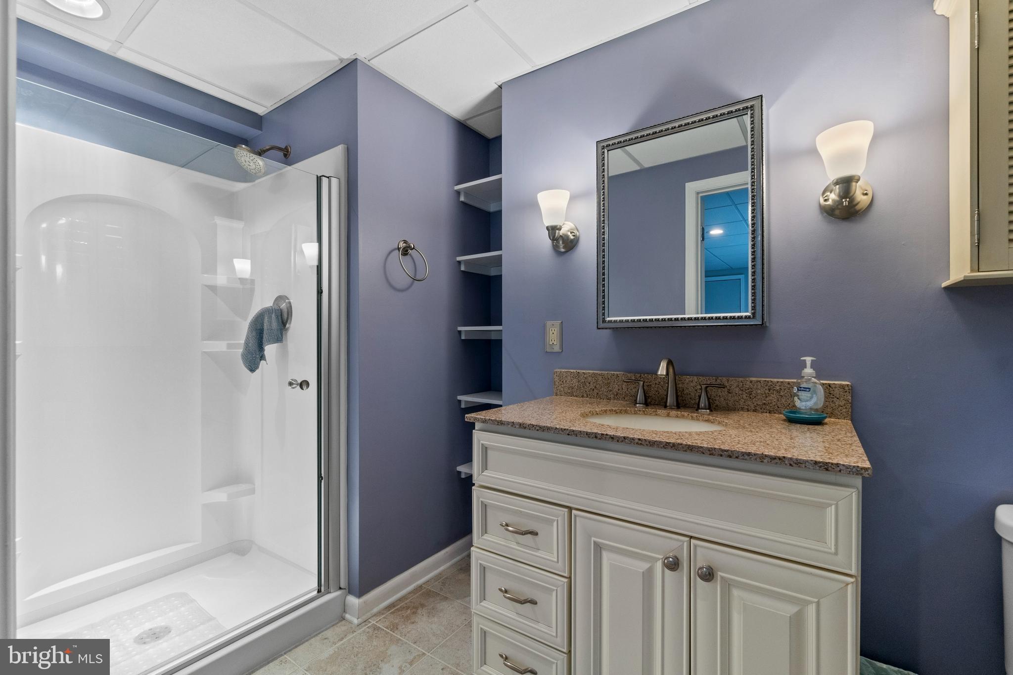 1706 Abelia Road Fallston, MD 21047 - Photo 31 of 41 a bathroom with a granite countertop sink mirror and shower