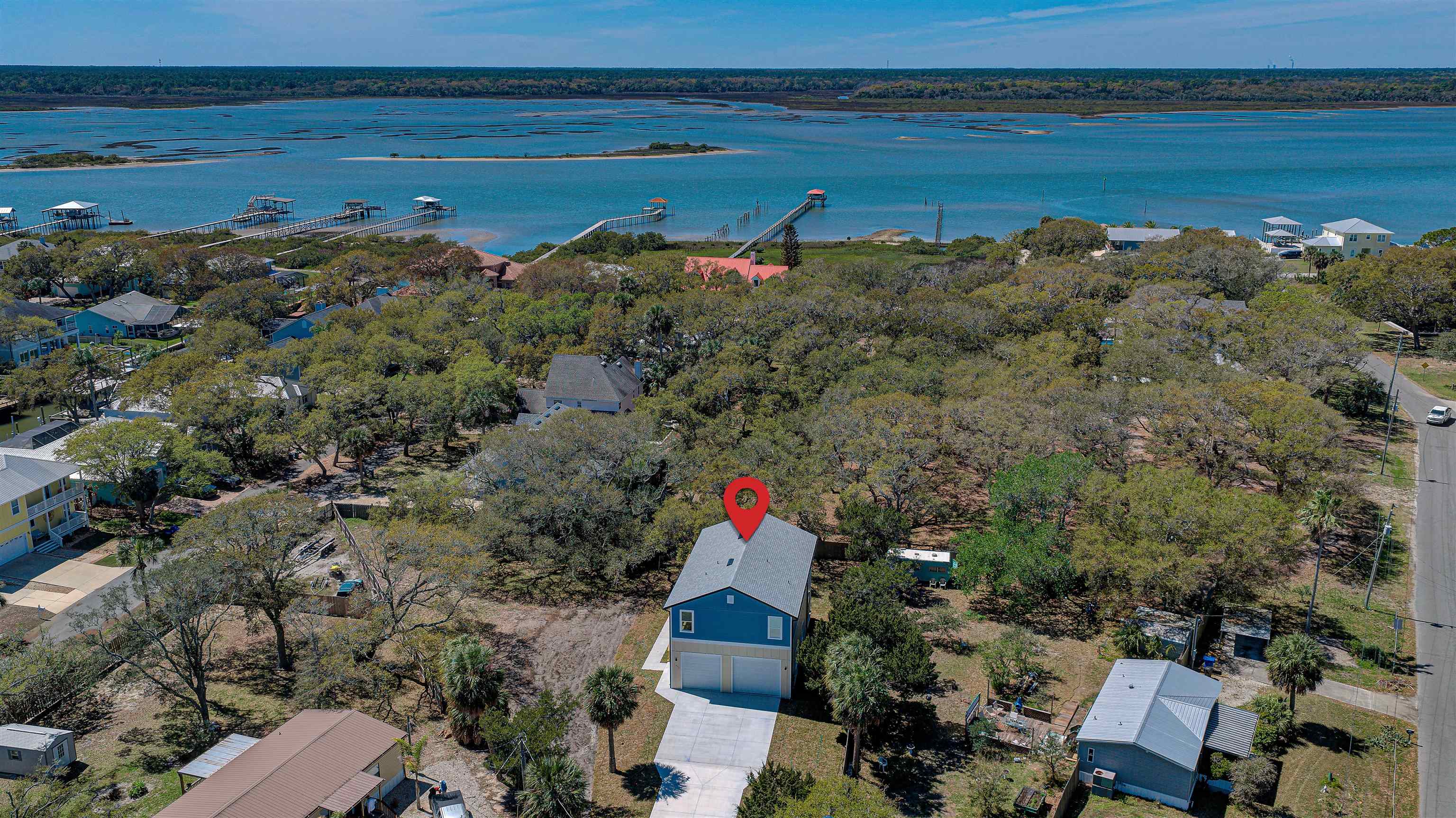 253 Desoto Road St. Augustine, FL 32080 - Photo 14 of 25 Aerial view of residential area with a nearby body of water