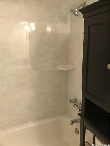 a bathroom with a bathtub