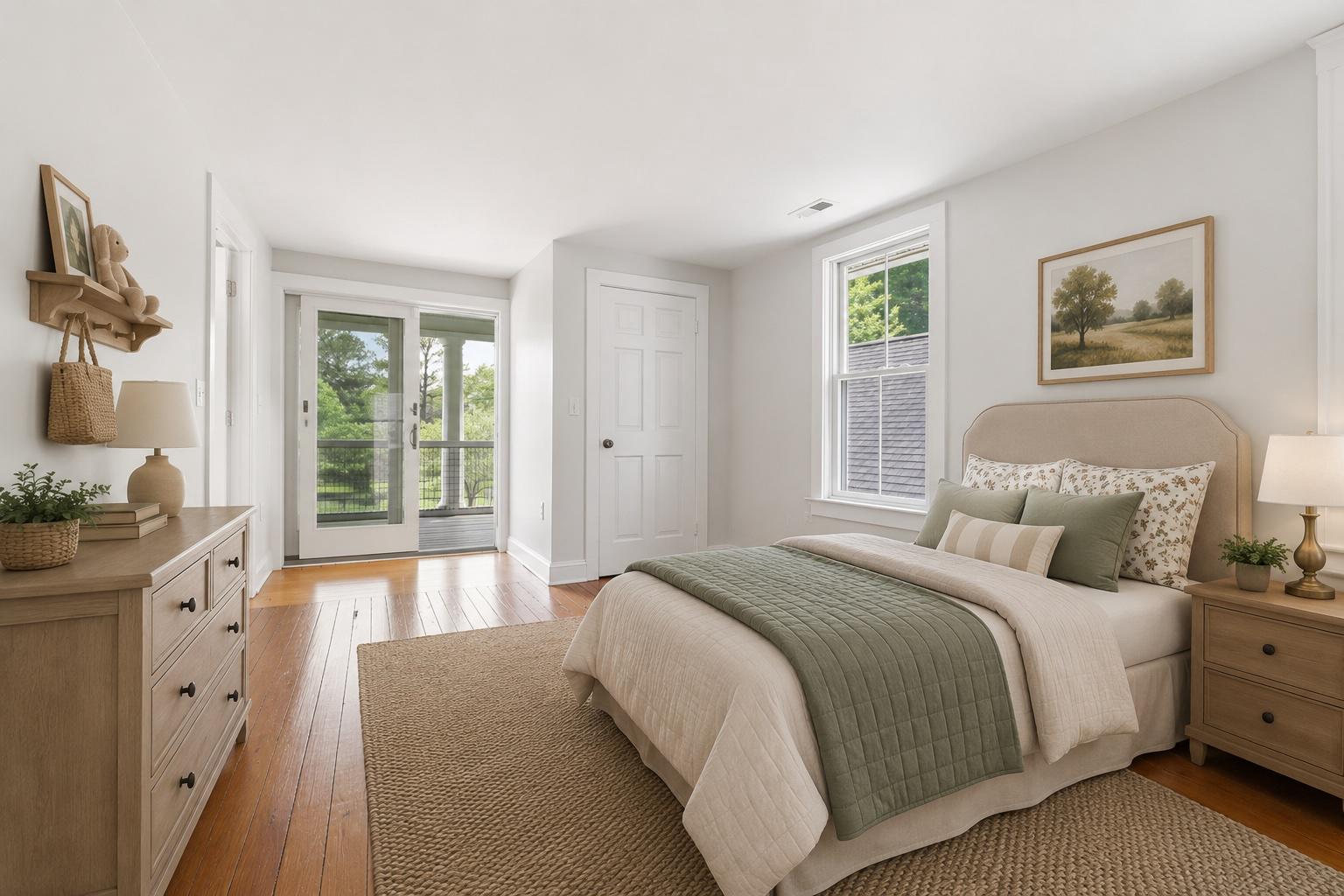 5865 Deale Beach Road Deale, MD 20751 - Photo 32 of 45 a spacious bedroom with a large bed and a chandelier