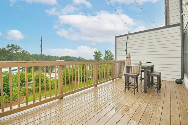 a front view of a building with a garage