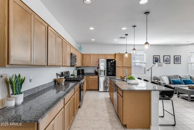 a kitchen with lots of counter top space