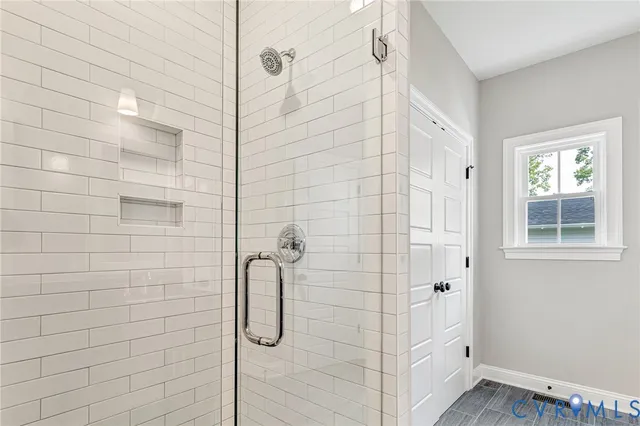 a bathroom with a shower