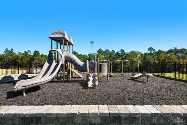 a view of a park with slide