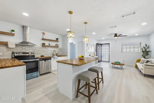 a kitchen with granite countertop lots of counter top space