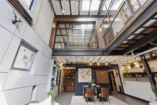a building outdoor space with patio furniture