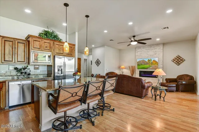 a living room with furniture