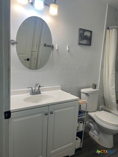1017 South 6th Street Temple, TX 76504 - Photo 9 of 13 a bathroom with a toilet a sink and mirror