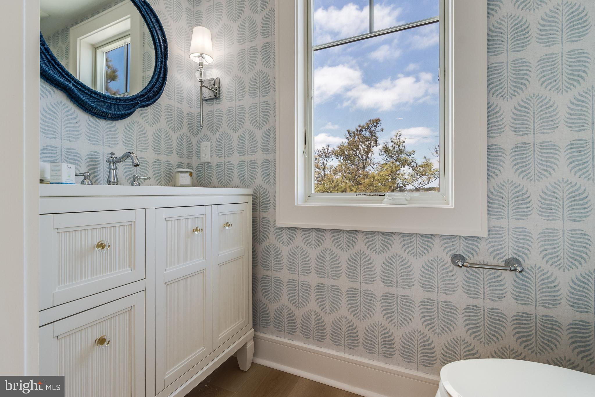 322 York Road South Bethany, DE 19930 - Photo 44 of 137 Elegant Powder Room with Custom Vanity