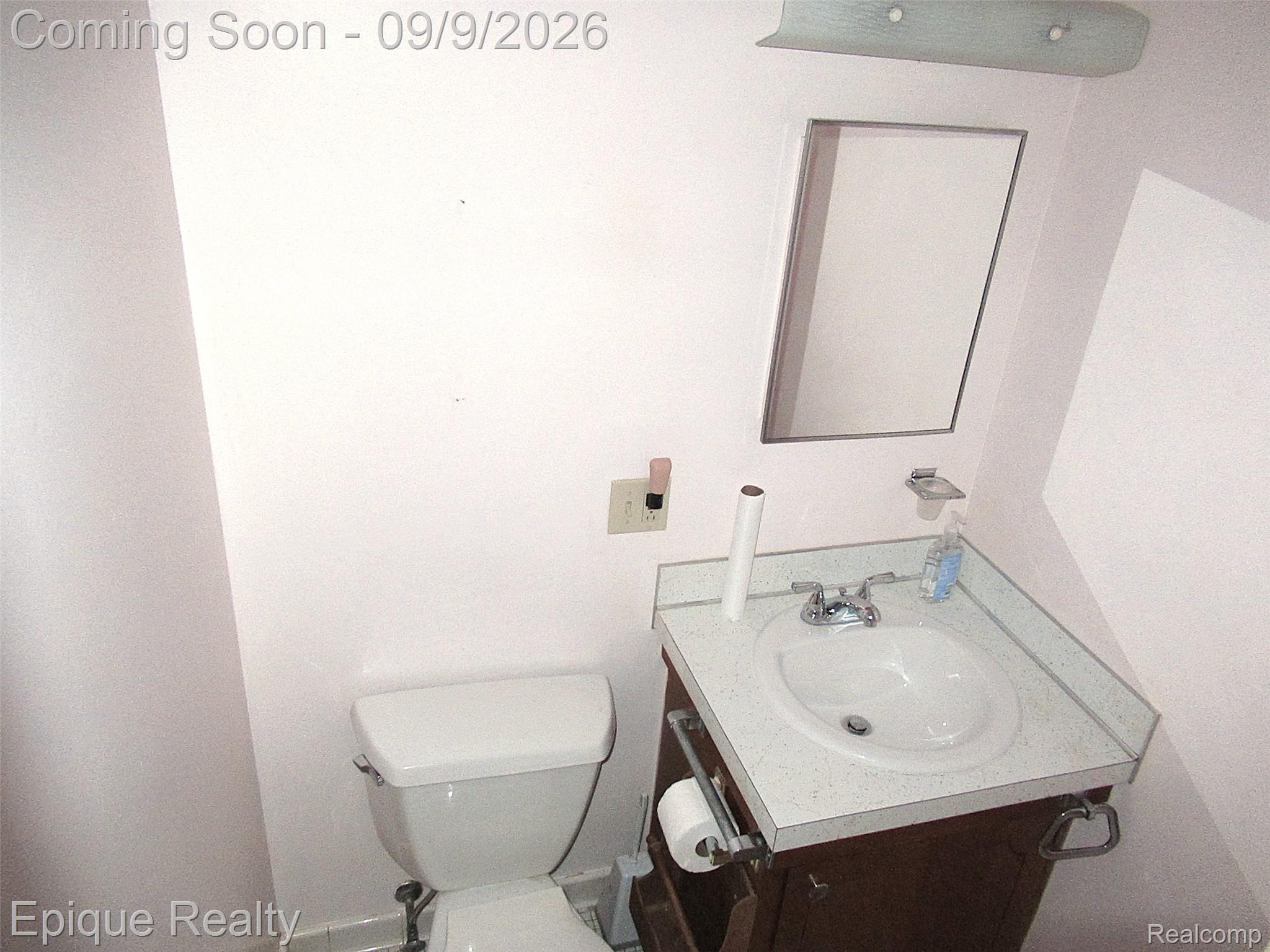 5350 Davis Road St. Clair, MI 48079 - Photo 15 of 21 Bathroom featuring a single vanity with an integrated sink, a wall-mounted mirror, and a two-bulb light fixture