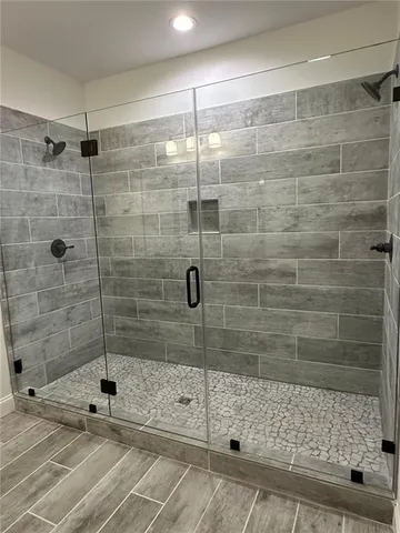a bathroom with a shower