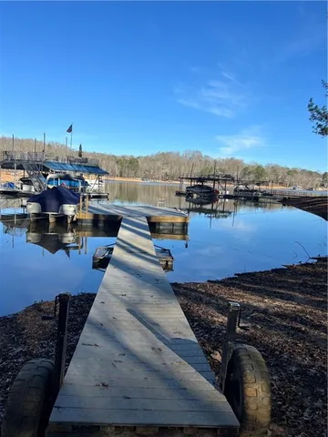 a view of a lake with outdoor space