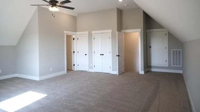 a view of balcony with wooden floor