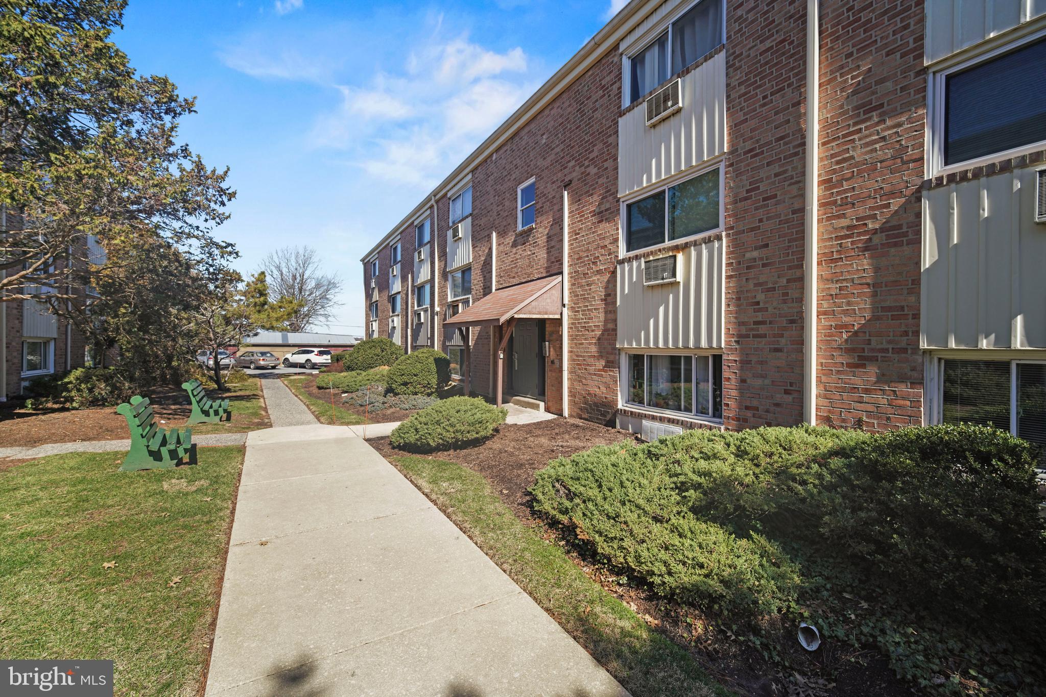 a view of a building with garden