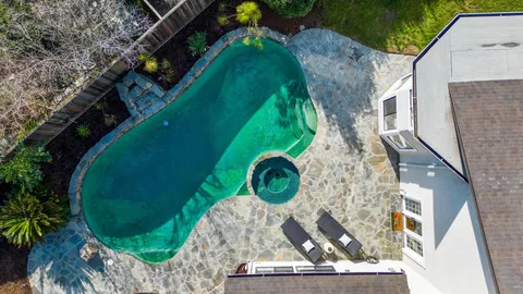 an aerial view of a house