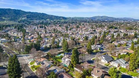 an aerial view of multiple house