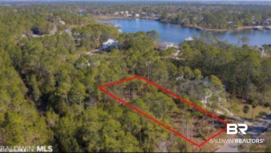 9030 Bay Point Drive Elberta, AL 36530 - Photo 13 of 16 Aerial view of property and surrounding area featuring property parcel outlined and a forest