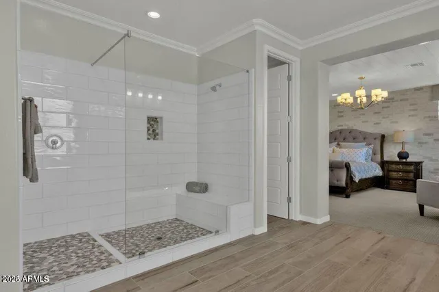 a view of a livingroom with tub and furniture