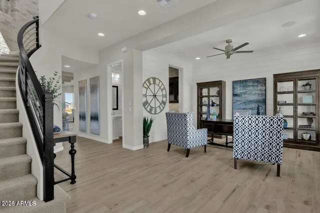 a living room with furniture