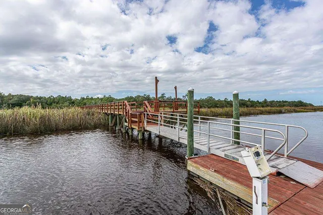 a view of a lake with a terrace