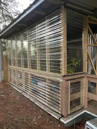 a view of a balcony with a window