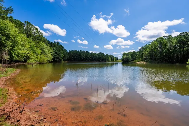 a view of a lake in between the city and lake view