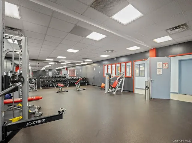 a view of a room with gym equipment