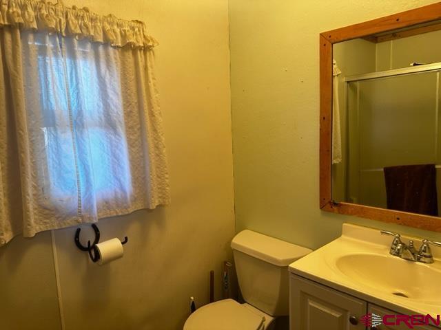 24020 Rd F 5, Unit 5 Cortez, CO 81321 - Photo 11 of 15 a bathroom with a sink a toilet and shower curtain